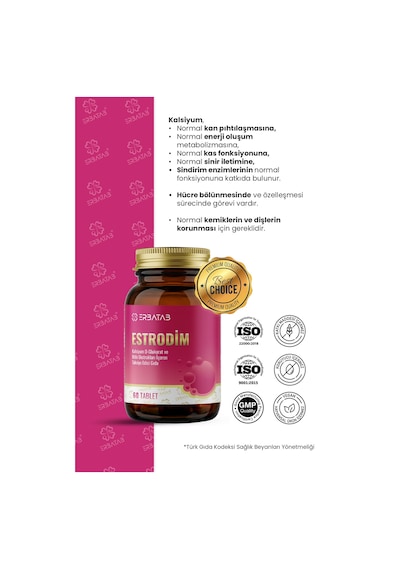 Erbatab Estrodim 100 Mg Dım Kalsiyum D-glukarat Savoy Lahanası Japon Poligonu 60 Tablet