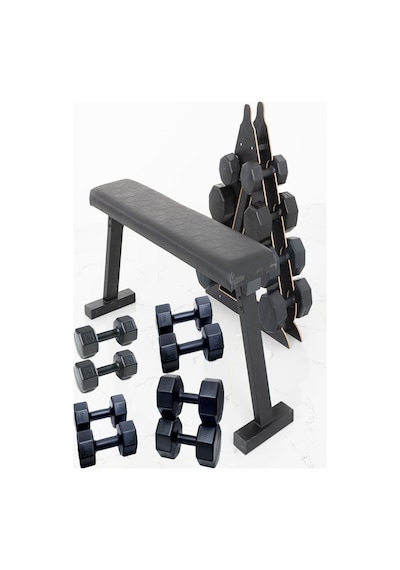 Ps Spor 4 Çift Dambıl Set 3 Kg+4 Kg+5 Kg+6 Kg + Katlanabilir Ağırlık Bench Sehpası Ve Dambıl Standı