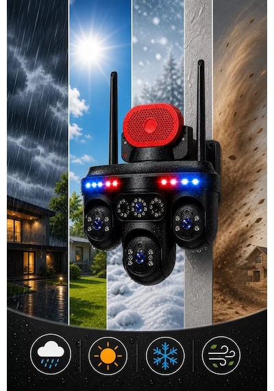Mpıa Goro 4 Lens Wifi 3 Ptz 3 Kamera Motorlu +1 Kamera Sabit Ip66 Gece Görüş Akıllı Güvenlik Kamerası