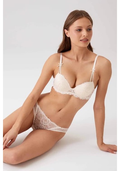 Pierre Cardin Kadın Balenli Destekli Push Up Sütyen Takımı İnci