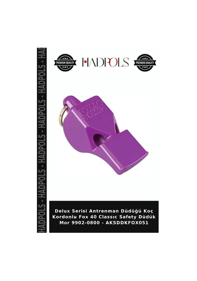 Delux Serisi Antrenman Düdüğü Koç Kordonlu Fox 40 Classıc Safety Düdük Mor 9902-0800 - Aksddkfox051