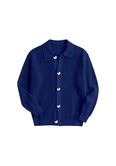 Genıus Store Erkek Hırka Oversize Kalıp Düğmeli Polo Yaka Triko Kazak Çekme/uzama Yapmaz Erkek-hırka Lacivert