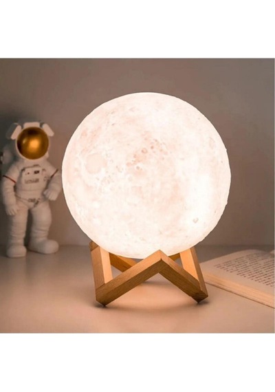 Dolunay Ay 3d Işıklı Standlı Pilli Dekoratif Gece Lambası Hediyelik Küre Led 12 Cm Çok Renkli