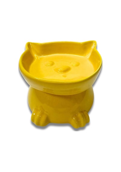 Seramik Kedi Mama Ve Su Kabı Sarı