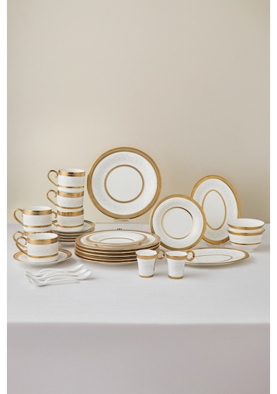 Karaca Royal Bone Charlotte 32 Parça 6 Kişilik Kahvaltı Takımı Gold Gold