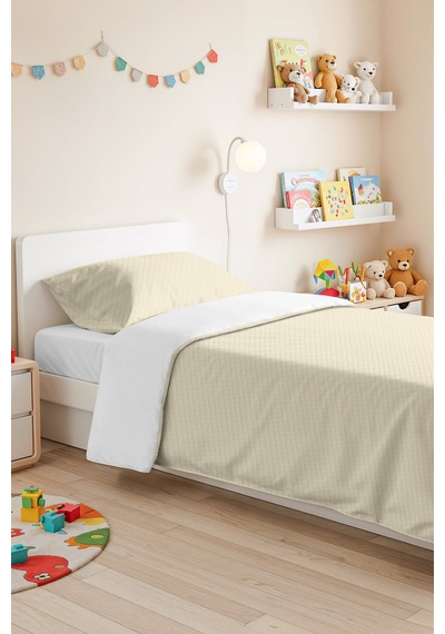 Düz Krem Renk Genç Odası Tek Kişilik Dekoratif Pike Takımı-kapitone Sade Bej 160x220 Cm Yatak Örtüsü Perde Avlu Uyumu