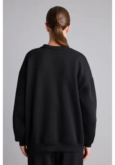 Defacto Oversize Bisiklet Yaka Düşük Omuz Kalın Basic Sweatshirt I8191ax26wnbk81 Siyah-bk81
