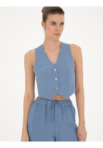 Pierre Cardin Kadın İndigo Yelek Dokuma 50288563-vr028 İndigo