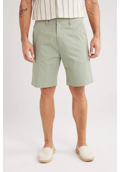 Defacto %100 Pamuk Regular Fit Gabardin Bermuda Şort C7684AX24SM Yeşil