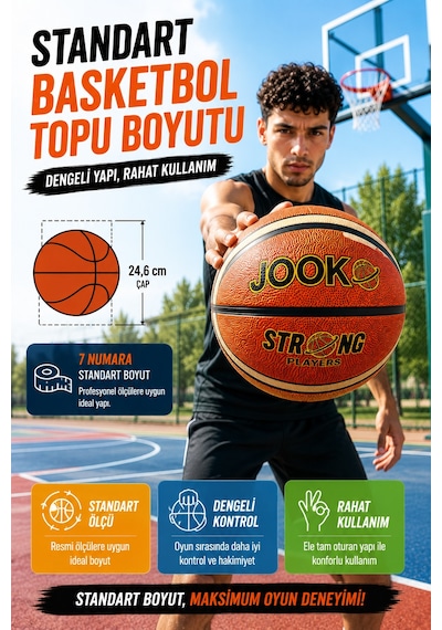 7 Numara Basketbol Topu Kaymaz Yüzey İç Dış Saha Kullanımına Uygun Antrenman Ve Maç Topu
