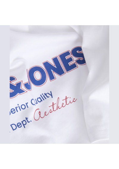 Jack & Jones Erkek Gögüs Baskili Relaxed Fit Bisiklet Yaka Tisört - Abbo - 12298470 Bright White