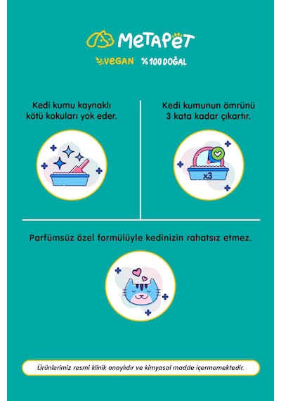 Metapet Avantaj Paket Kedi Kumu ve Tuvaleti Koku Giderici Önleyici Doğal Aktif Karbonlu 2 x 240 G