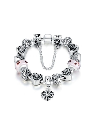 2019 Collection Charm Bileklik + Ahşap Kutu Gümüş Gümüş