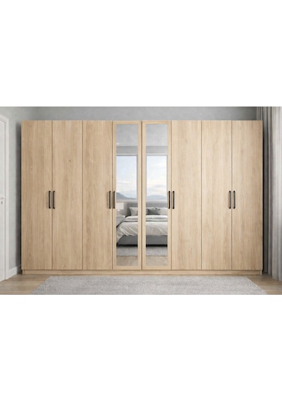 Monara Tamamı Mdf 8 Kapaklı Dolap Gardırop Meşe