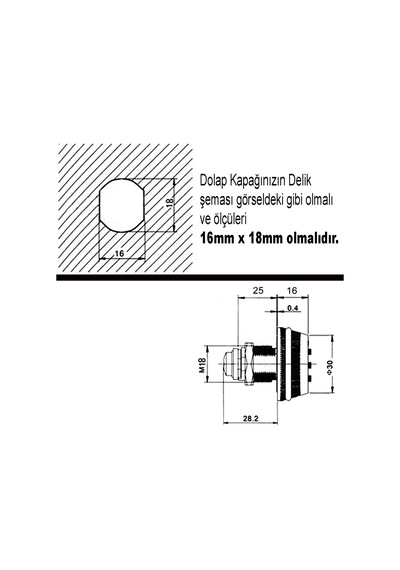 Şifreli Dolap Çekmece Kilidi - Kapak Kalınlığı Maksimum 15mm, 01548101101101