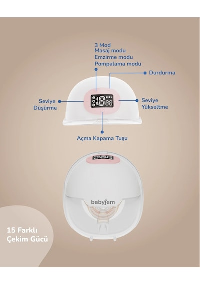 Babyjem Yeni Nesil Led Ekran Ultra Vakumlu Giyilebilir Göğüs & Süt Pompası