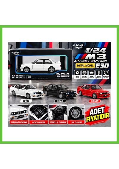 Bezos 1901-440a World 1/24 M3 Street Edition Metal Model E30 Dmc
