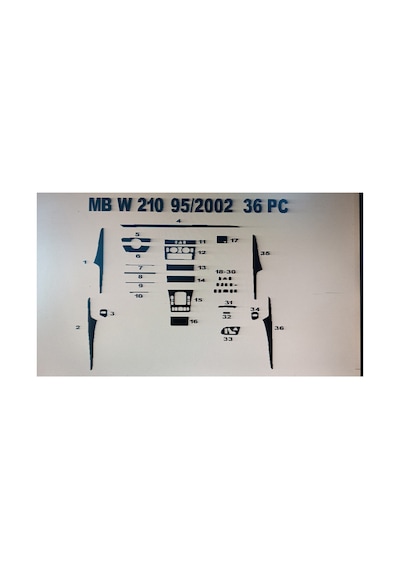 Mercedes W 210 1995-2002 36 Parça Torpido Kaplama Renk Karbon