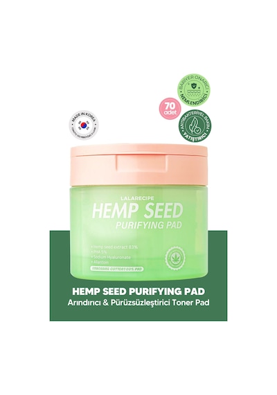 Lalarecipe Kenevir Tohumu İçeren Yatıştırıcı ve Arındırıcı Tonikli Ped LALARECIPE Hemp Seed Purifying Pad