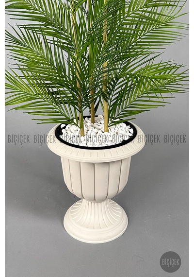 Biçiçek Yapay Areka Palmi̇yesi̇ 130 Cm 33 Yaprak Krem Nergi̇s Saksıda