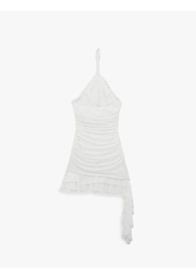 Koton Asimetrik Halter Yaka Taş İşlemeli Gül Aplikeli Mini Nikah Elbisesi Beyaz 6sak80015fk Koton Asimetrik Halter Yaka Taş İşlemeli Gül Aplikeli Mini Nikah Elbisesi Beyaz 6sak80015fk