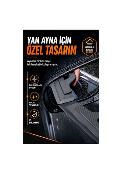 Oto Araba Araç Cam Ve Kaporta Su Temizlik Kurutma Sileceği Çekçek Çizmez Tutma Aparatlı Silikon Karbon Siyah