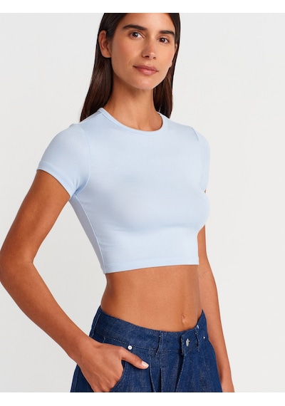 Dilvin 31104 Modal Crop Top-açık Mavi Açık Mavi
