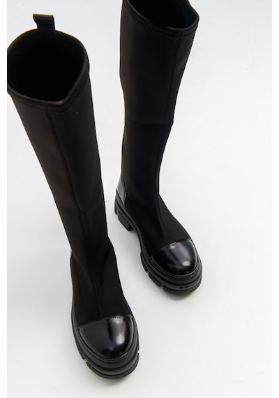 Luvishoes Bella Siyah Scuba Kadın Çizme Siyah