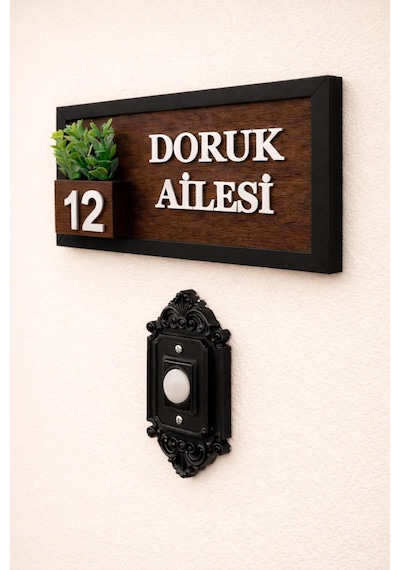 İsimli Özel Ahşap Kapı İsimliği Çiçekli 10x20 Cm Mdf Dekoratif Kapı Tabelası