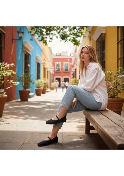 Aska Shoes Shoes Günlük Tokalı Babet 2025aska004 Siyah