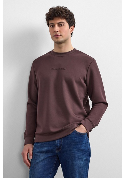 Backandbond Kahve Regular Fit Bisiklet Yaka Sweatshirt