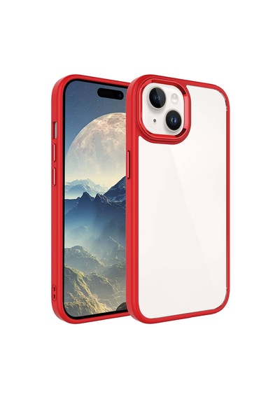 Apple Uyumlu iPhone 15 Plus Zore Krom Kılıf-kırmızı Kirmizi