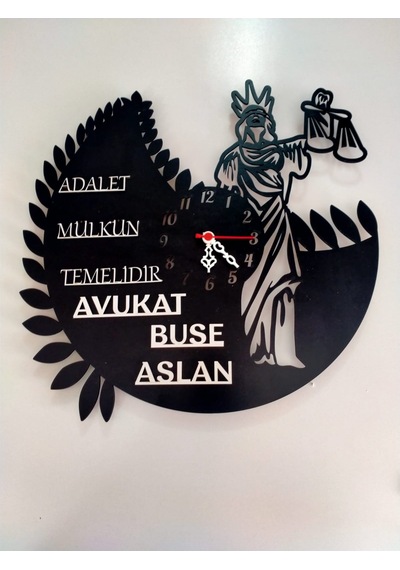 Adalet,avukat,hukuk Bürosu,adliye İçin Duvar Saati Kişiye Özel Siyah