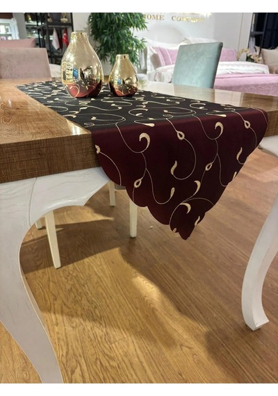 Finezza Nakışlı Runner Bordo Vişne Rengi 40x140 Cm 760 Çok Renkli