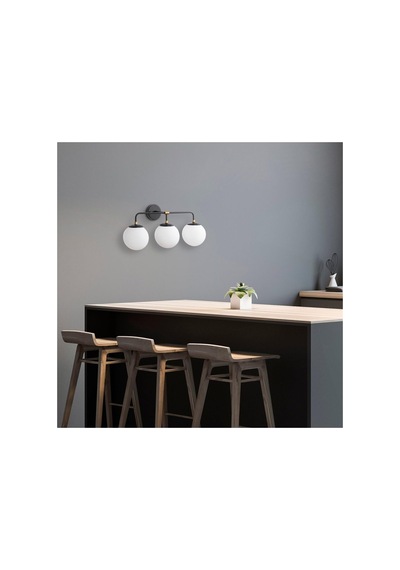 Siyah Boyalı Aplik E14 Metal Cam 22x24cm Çok Renkli