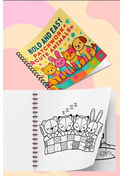 Patchwork Cute Animals Bold And Easy 20x20 Cm Büyük Boyama Kitabı, Çocuklar Ve Yetişkinlere