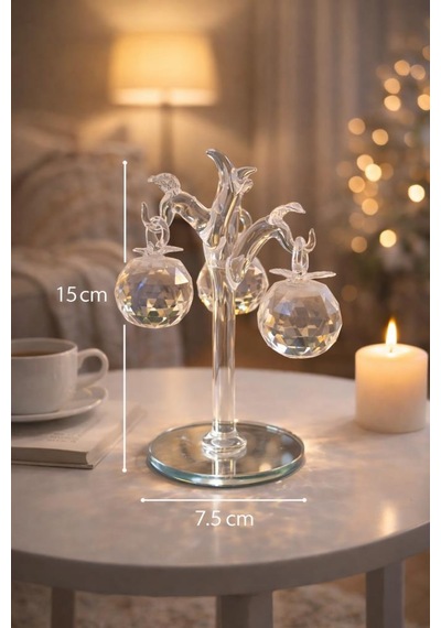 Şeffaf Kristal Biblo Masaüstü Ve Vitrin İçin Şık Dekoratif Kristal Obje 15 Cm