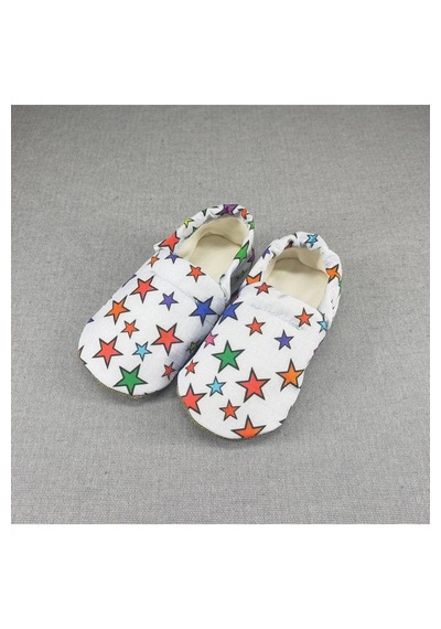 Loove Bebe Bebek Kız Erkekörme Kumaş Ergonomik Ev Kreş Patik Panduf Ayakkabı Yıldızlı Gri