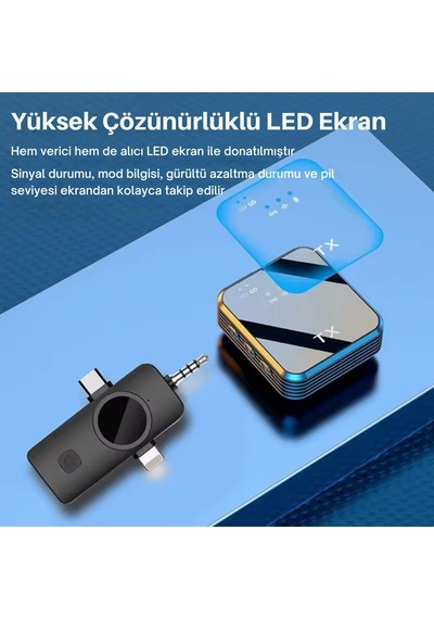 Shopytech Kablosuz 4 Ü 1 Arada Yaka Mikrofonu Type-c Lightning 3.5mm Uyumlu Gürültü Azaltmalı Telefo