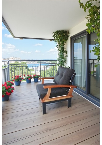 Akdeniz Masif Gürgen Ahşap Ve Metal Bahçe Balkon Koltuk Takımı 3+1+1+masa Siyah