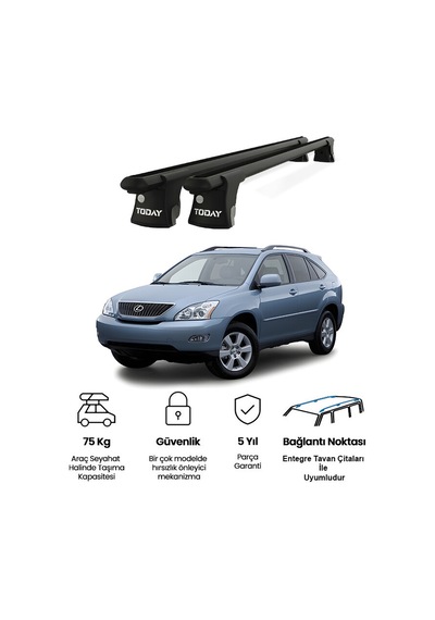 Trio-ı Lexus Rx 2003-2009 Uyumlu Siyah Kilitli Ara Atkı 120cm Port Bagaj Tavan Barı