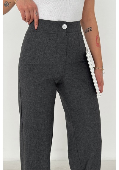 Kadın Yüksek Bel Geniş Paça Pantolon Grey Tailor Gri