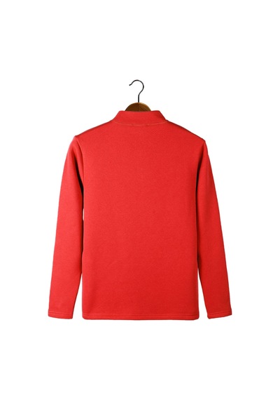 Terapi Men Erkek Açık Kırmızı Yarım Fermuarlı Basic Düz Sweatshirt Açık Kırmızı