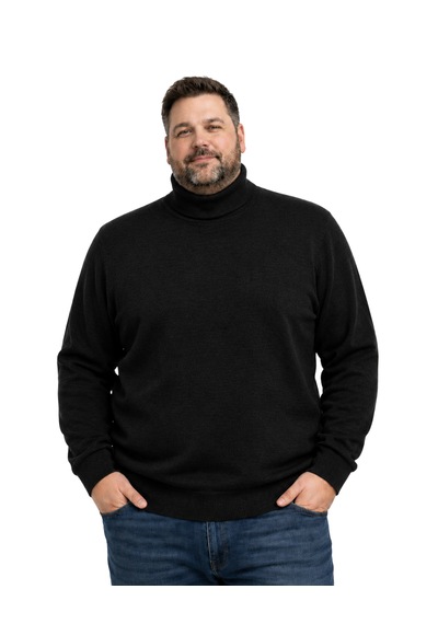 Battalmoda Erkek Büyük Beden Siyah Tam Balıkçı Triko Kazak 3xl-4xl-5xl-6xl