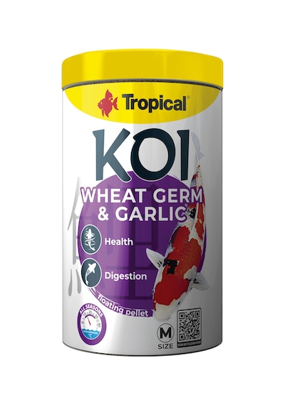 Tropical Koi Wheat Germ Garlic Pellet Size M 1000 Ml 320 Gr Kutu Yem