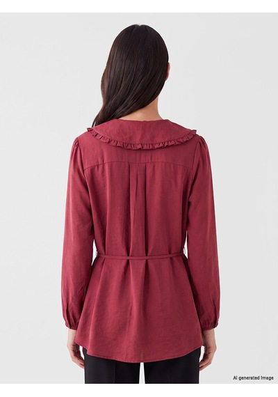 Lcw Everyday Bordo Bebe Yaka Modal Karışımlı Kadın Gömlek Tunik