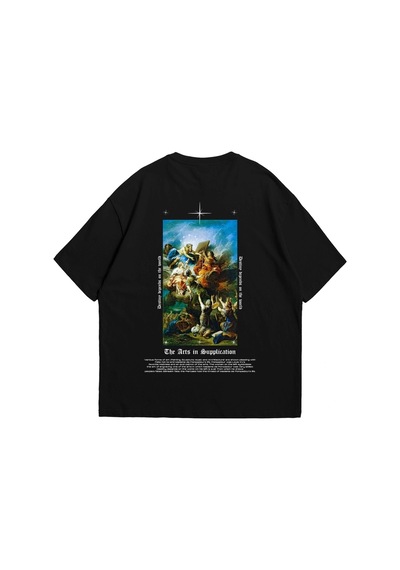 Startmore Art Is Supplication Siluet Baskılı Oversize Unisex Beyaz Siyah