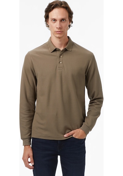 Nautica Erkek Kahverengi Classic Fit Uzun Kollu Polo Yaka T-shirtdüzk57351t