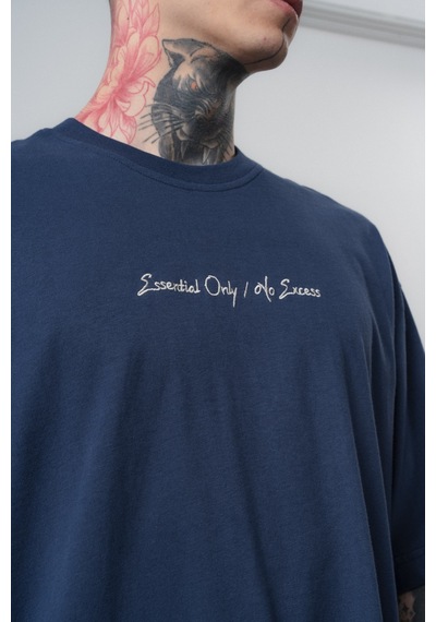 Respire Erkek Essential Nakış Detaylı Oversize T-shirt Lacivert