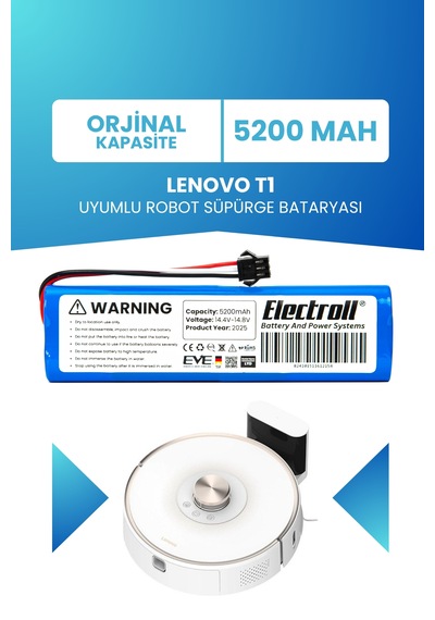 Lenovo T1 Uyumlu Batarya 5200mah Pil